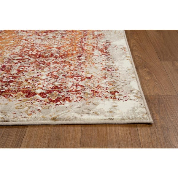 Heritage Ivory/Rust 2 ft. x 8 ft. Anna Distressed Moroccan Runner Rug