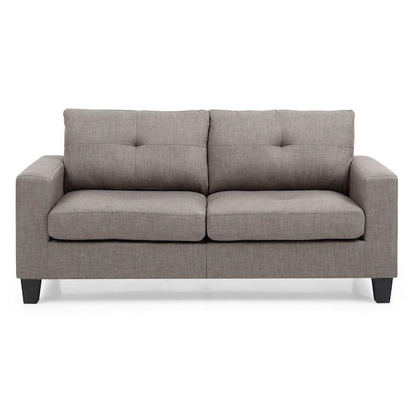 Newbury 71 in. W Flared Arm Cotton Straight Sofa in Gray