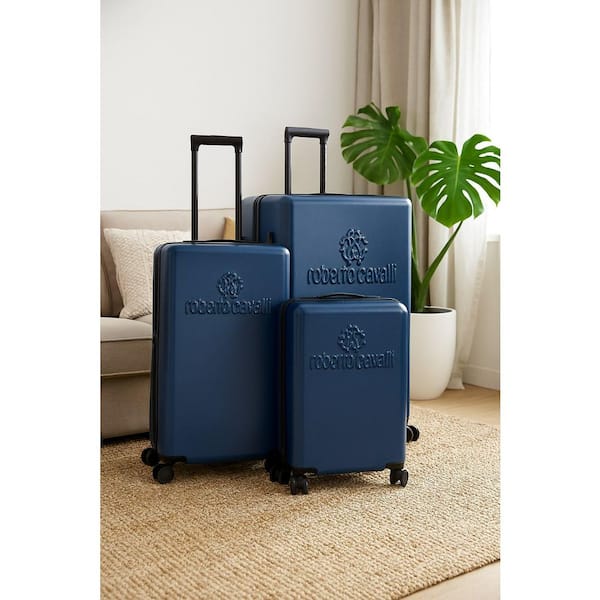 J&V TEXTILES Roberto Cavalli Luxury 3-Piece Navy Expandable Hard