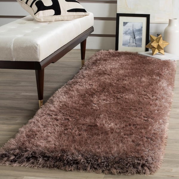Luxe Shag Brown 2 ft. x 8 ft. Solid Runner Rug