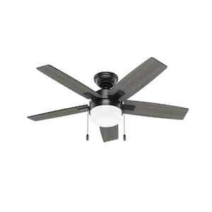 Anisten 44 in. Indoor Matte Black Standard Ceiling Fan with LED Bulbs Included
