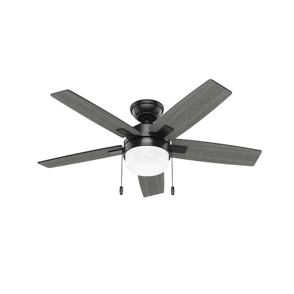 Hunter Anisten 44 in. Indoor Matte Black Standard Ceiling Fan with LED Bulbs Included