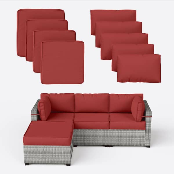 Kimunuk 9-Piece 25.6 in. Outdoor Cushion Covers Red