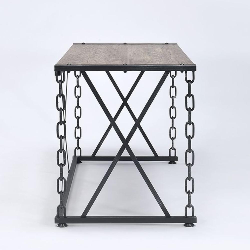 Jodie Rustic Oak & Antique Black Industrial Console Table