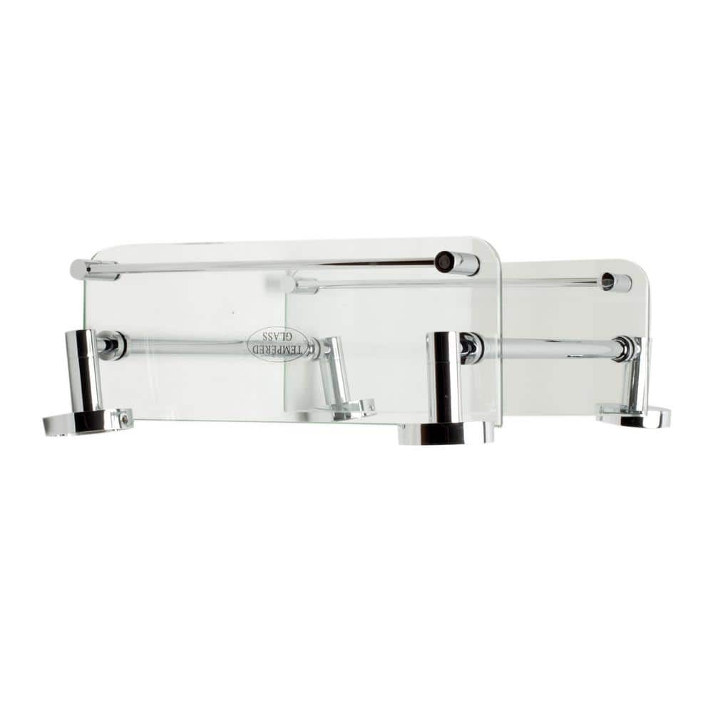 Polished Chrome Double Glass Wall Mounted Shower Shelf