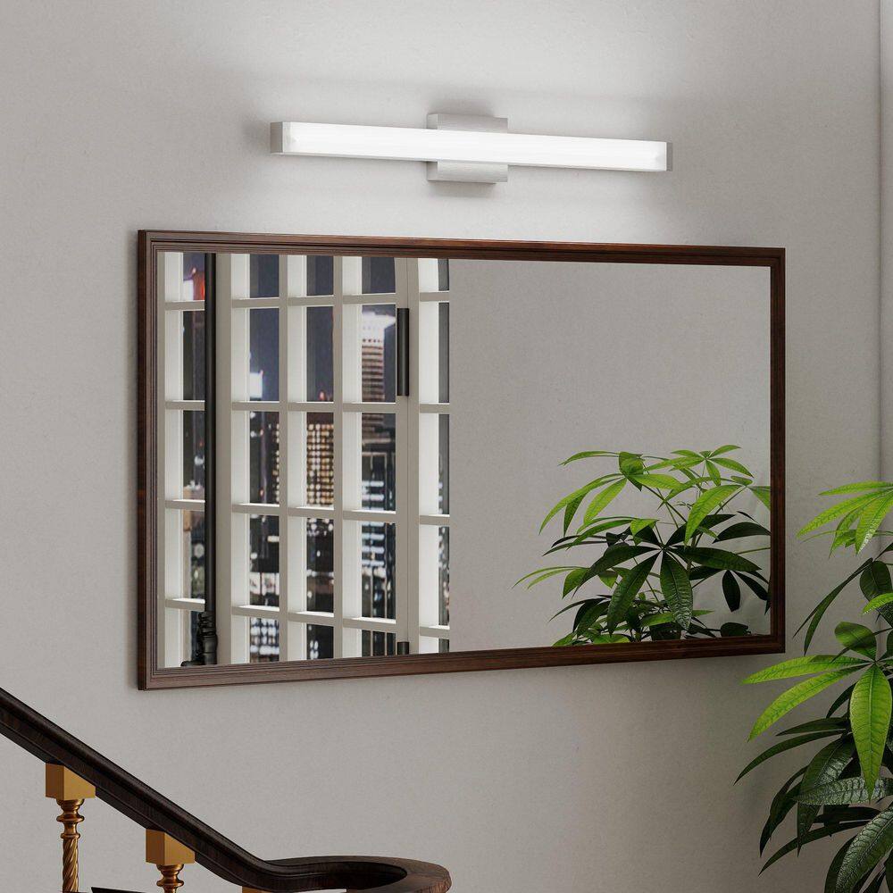 Gleam 41 in. Brushed Nickel Black LED Wall Sconce With White Acrylic Shade For Bathroom, Vertical, Horizontal Wall Mount price history on PriceWatchPro