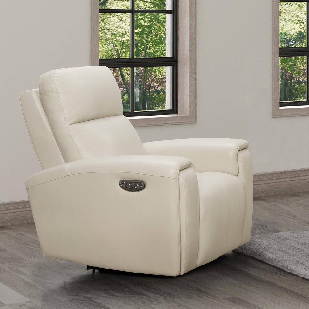 DEVON & CLAIRE Killian White Leather Recliner with Power Headrest TZ