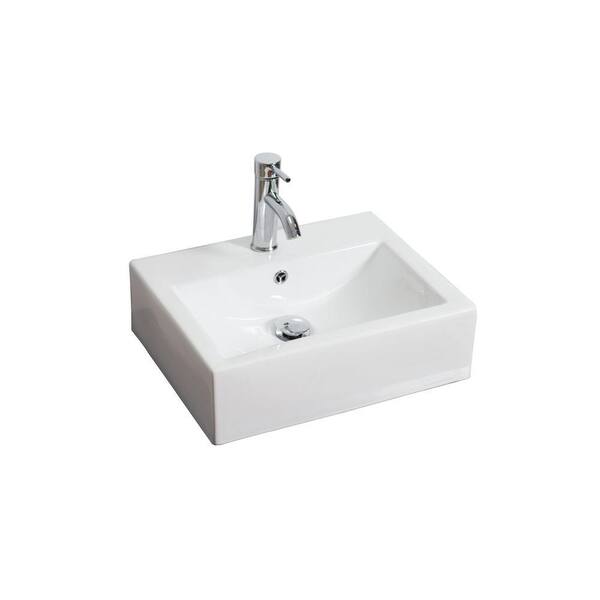 American Imaginations 20.5-in. W x 16-in. D Above Counter Rectangle Vessel Sink In White Color For Single Hole Faucet