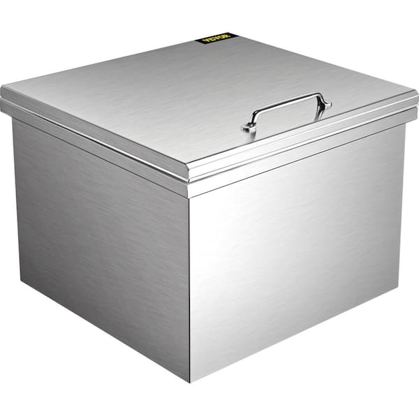 VEVOR 87.2 Qt. Drop in Ice Chest 28 in. x 18 in. x 17 in. Stainless Steel Ice Bin with Hinged Cover for Outdoor Kitchen