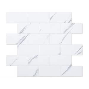 White-Marble 13.5 in. x 11.4 in. PVC Peel and Stick Tile for Kitchen Backplash, Bathroom, Fireplace (9.6 sq. ft./box)
