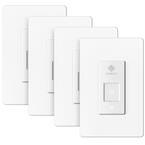 White Smart 15 Amp Single Pole Wi-Fi Button Light Switch works with Alexa and Google (4-Pack)