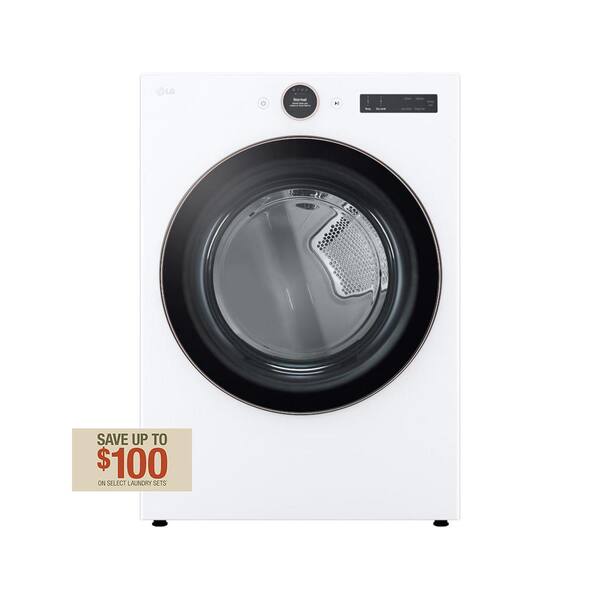 LG 7.4 cu. ft. Vented Stackable SMART Gas Dryer in White with