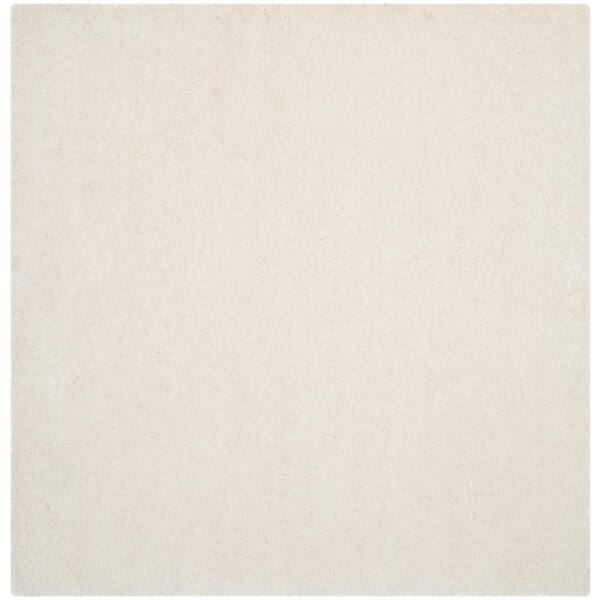 SAFAVIEH Luxe Shag Ivory 6 ft. x 6 ft. Square Solid Area Rug