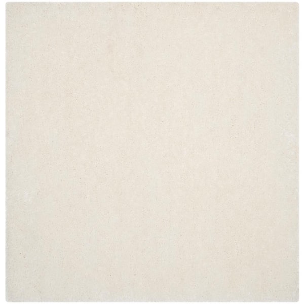 Luxe Shag 8 ft. x 8 ft. Square Ivory Solid Area Rug