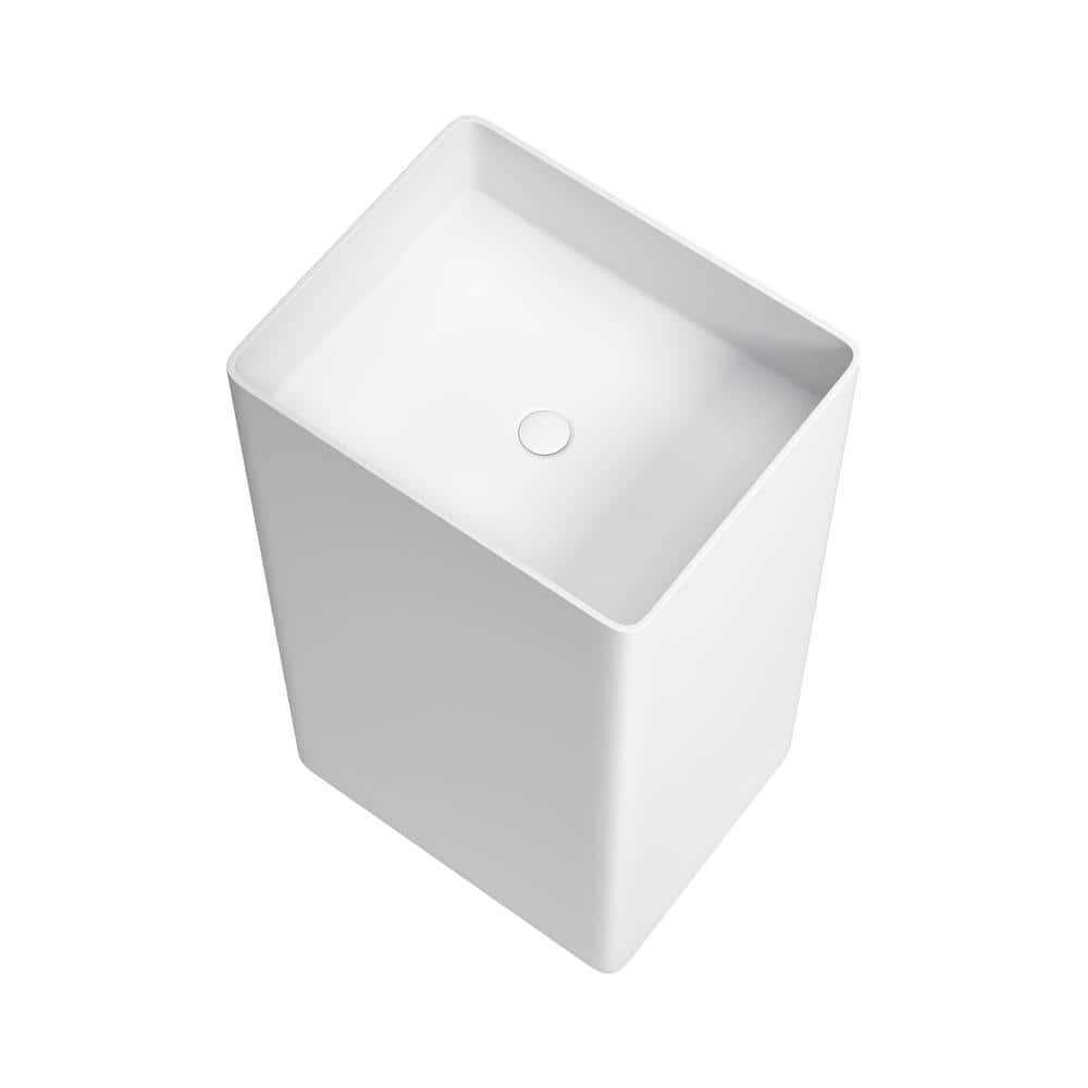 VANITYFUS 35.4 in. FreeStanding Pedestal Sink Basin without Drain and faucet in White in Solid