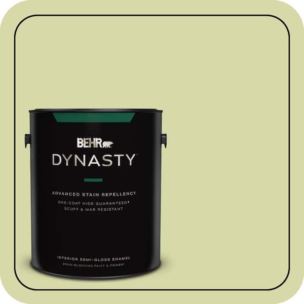 1 gal. #410C-3 Celery Sprig Semi-Gloss Enamel Interior Stain-Blocking Paint & Primer