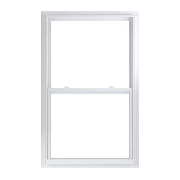 American Craftsman 35.375 in. x 61.25 in. 50 Series White Single Hung Low-E Argon SC Glass Vinyl Fin Window, Screen Incl