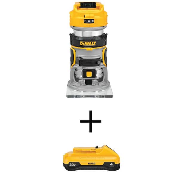DEWALT 20-Volt MAX XR Cordless Brushless Compact Fixed Base Router with 20-Volt MAX Compact Lithium-Ion 4.0Ah Battery Pack