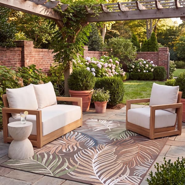 Cabana 5 x 8 Brown/Multi Leaf Area Rug