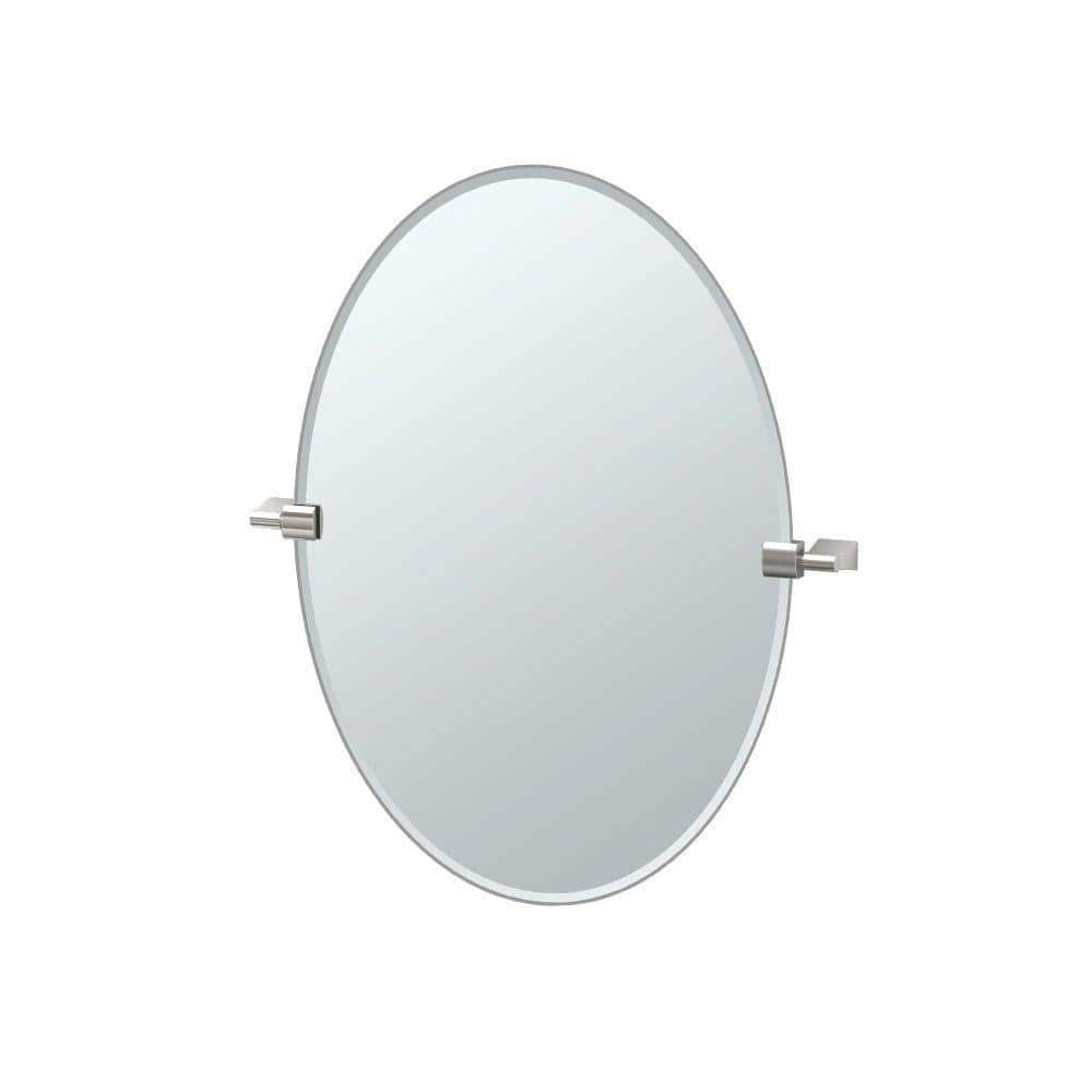 UPC 011296438910 product image for Bleu 20 in. W x 27 in. H Frameless Oval Beveled Edge Bathroom Vanity Mirror in S | upcitemdb.com