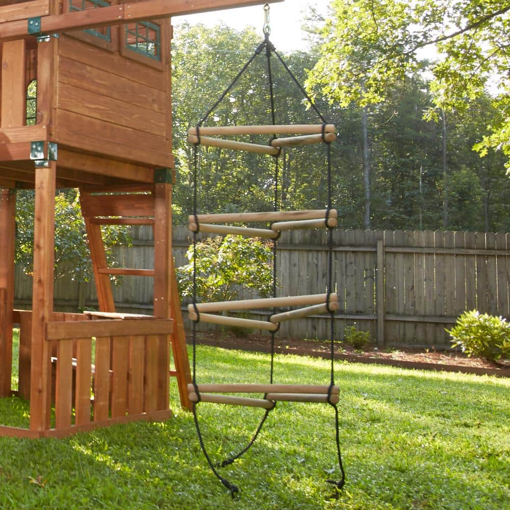 7-Foot Triangle Wood and Rope Climbing Ladder