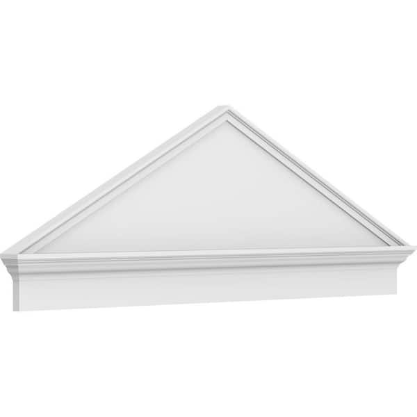 Ekena Millwork 62 in. W x 22-3/8 in. H x 2-3/4 in. P (Pitch 6/12) Peaked Cap Smooth Signature Urethane Combination Pediment, Primed Tan