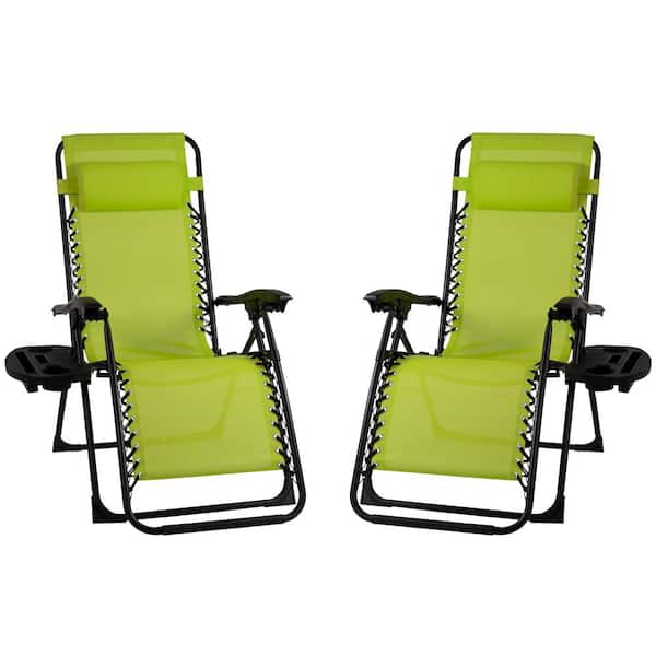 Patio Premier Metal Outdoor Recliner Gravity Chairs in Green (2-Pack)