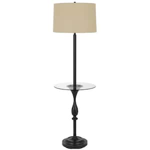61 in. Bronze 1 Dimmable (Full Range) Tripod Floor Lamp for Living Room with Cotton Empire Shade