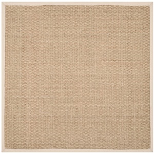 Natural Fiber Beige/Ivory Doormat 3 ft. x 3 ft. Square Border Area Rug