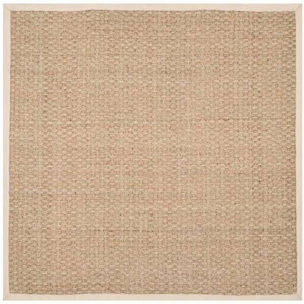 SAFAVIEH Natural Fiber Beige/Ivory Doormat 3 ft. x 3 ft. Square Border Area Rug