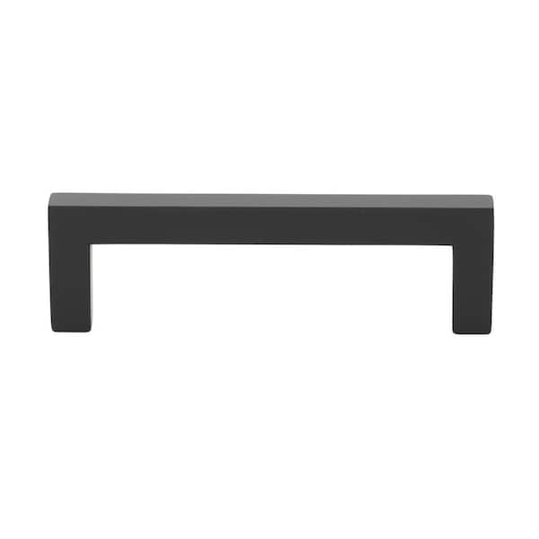 GLIDERITE 3-3/4 in. Matte Black Solid Square Slim Cabinet Drawer Bar Pulls (10-Pack)