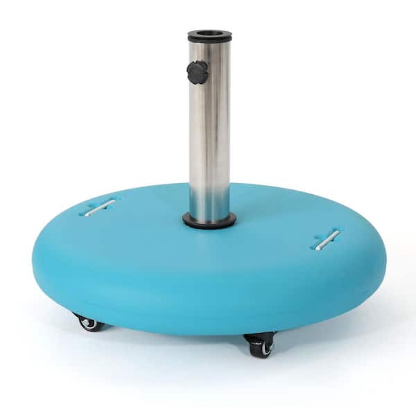 Flynama Round Patio Umbrella Base with Wheels in Teal