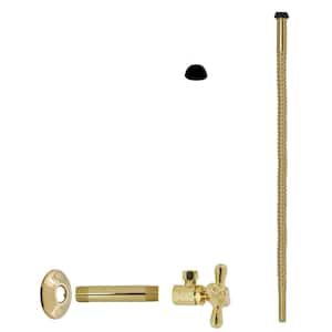 1/2 in. IPS x 3/8 in. O. D. x 15 in. Corrugated Supply Kit with Cross Handle, Polished Brass