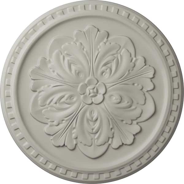 Ekena Millwork 16-7/8 in. x 5/8 in. Emeryville Urethane Ceiling Medallion, Hand-Painted Pot of Cream