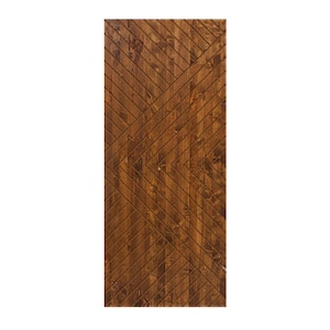 24 in. x 80 in. Hollow Core Walnut Stained Pine Wood Interior Door Slab