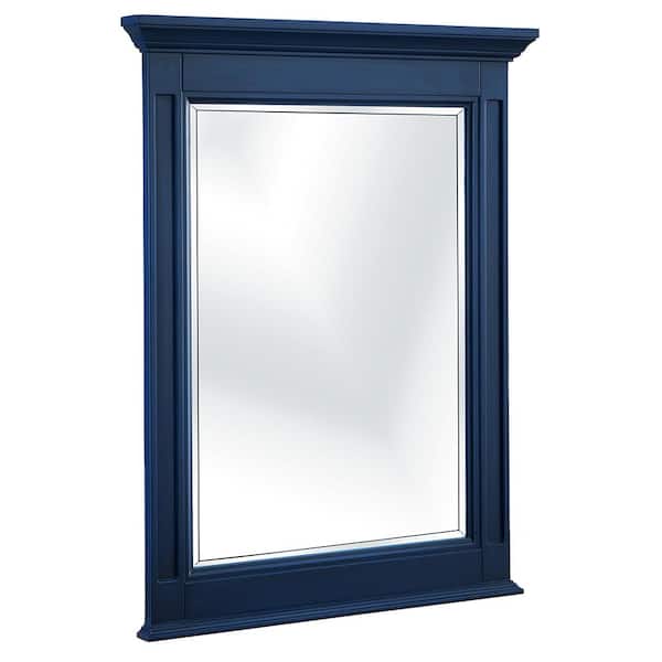 Home Decorators Collection Channing 25 in. W x 32 in. H Rectangular Wood Framed Wall Bathroom Vanity Mirror in Royal Blue