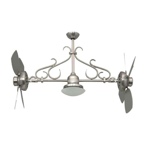 Yosemite Home Decor Typhoon 26 in. Indoor Brushed Nickel Frame Twin Ceiling Fan with Light Kit and Blades with Frosted Shade-DISCONTINUED