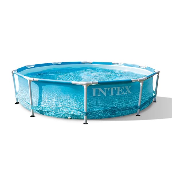 Intex 10 ft. x 30 in. Steel Metal Frame Beachside Swimming Pool with Filter Pump