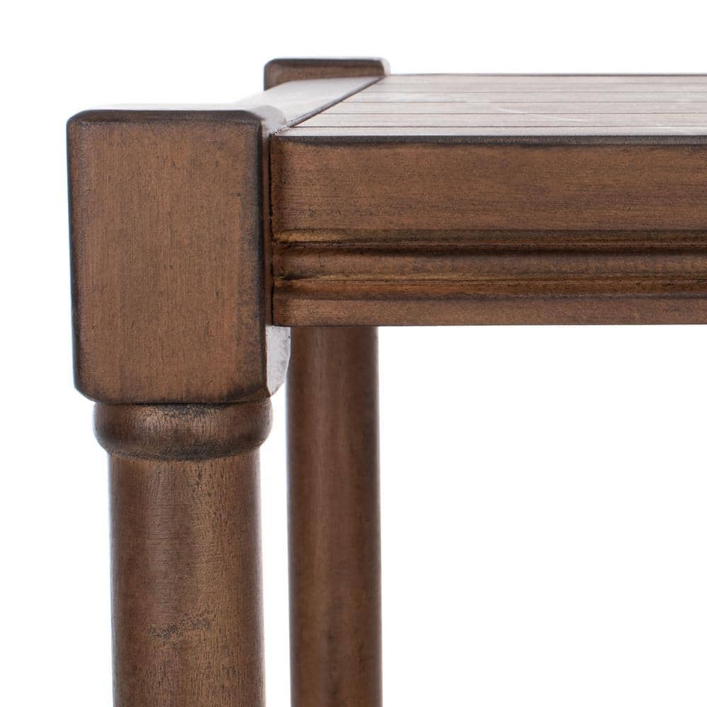 Brown Wood Hallway Table with Spindle Legs and Storage