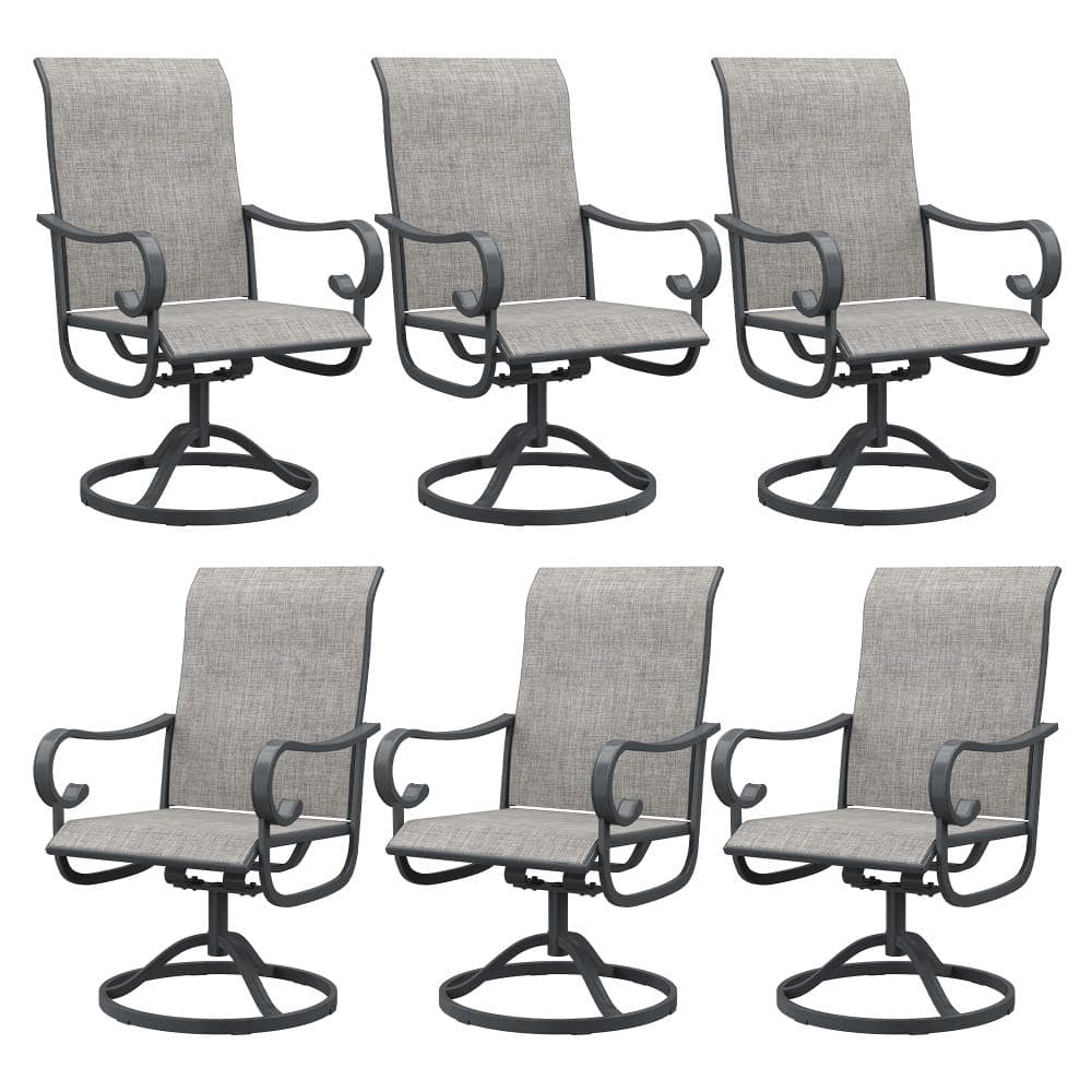 Gray Swivel Textilene Metal Outdoor Dining Chairs Set of 6, 360° Swivel  Patio Dining Chairs for Patio, Garden or Deck price history on PriceWatchPro