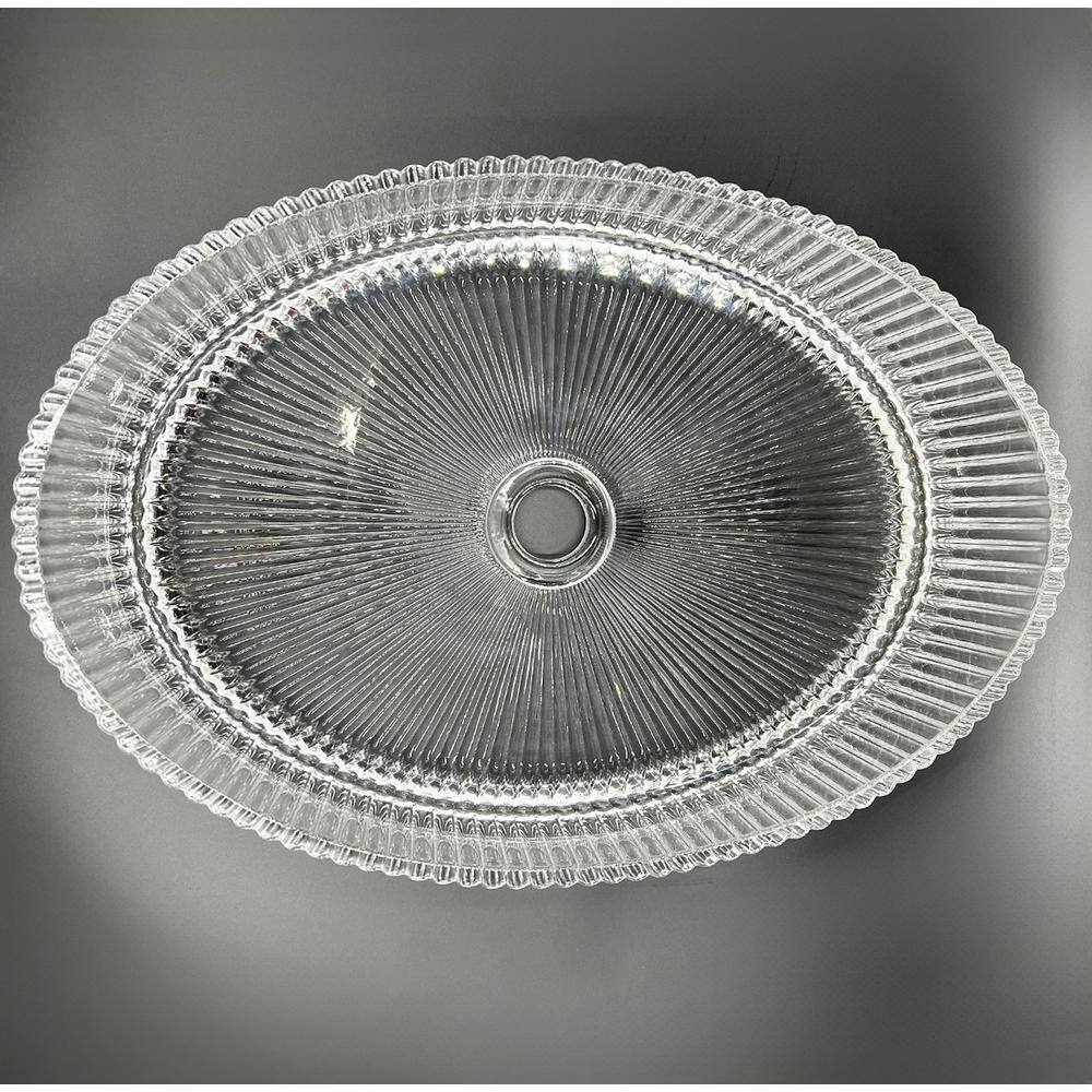 20'' Clear Ribbed Glass Oval Above-Counter Vessel Sink