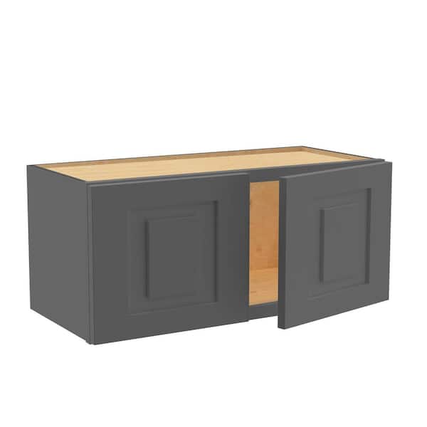 Home Decorators Collection Grayson 27 in. W x 12 in. D x 12 in. H Assembled Plywood Wall Bridge Kitchen Cabinet in Deep Onyx with Soft Close
