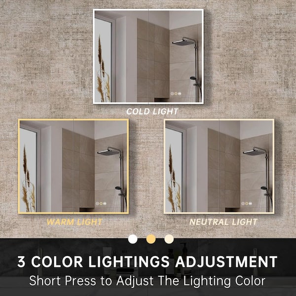 tunuo 42 in. W x 36 in. H Medium Rectangular Silver LED and