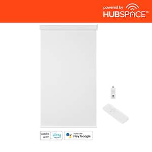 White Blackout Polyester Fabric Cordless Smart Roller Shades 27 in. x 72 in. L Powered by Hubspace (With Gateway)