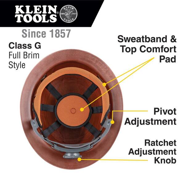 Klein Tools KONSTRUCT Series, Hard Hat, Full-Brim, Class G