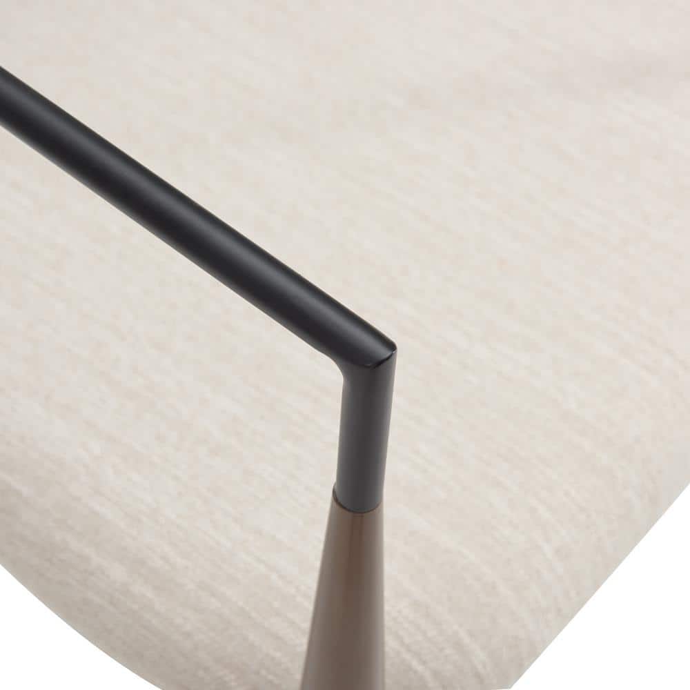 Beige Upholstered Arm Chair with Coffee Gold Metal Legs