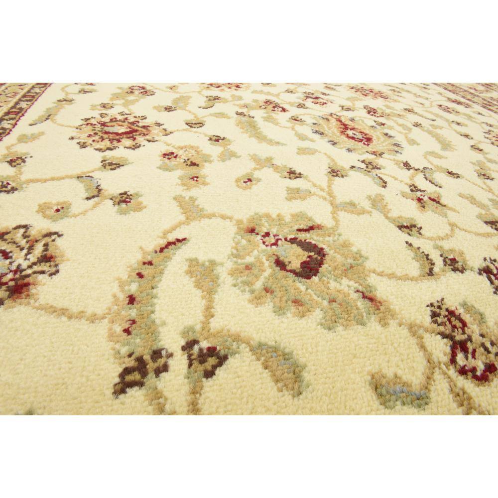 Ivory Floral Rectangular 6' x 9' Synthetic Area Rug