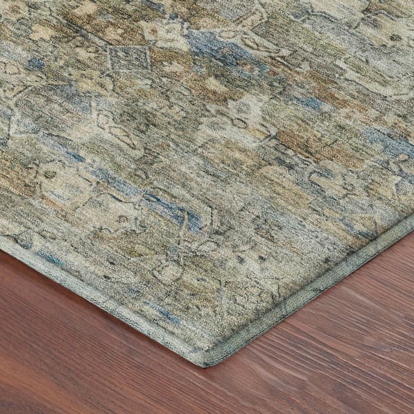 Mayfield Premium Machine Washable Abstract AMF2324 Aloe 9 ft. x 12 ft. Area Rug