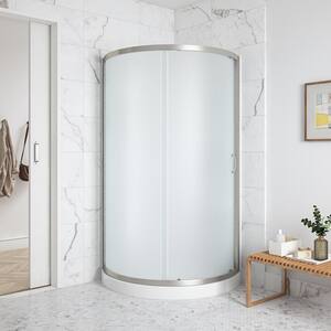 Breeze 32 in. L x 32 in. W x 76 in. H Corner Shower Kit Sliding Framed Shower Door with Shower Wall and Shower Pan
