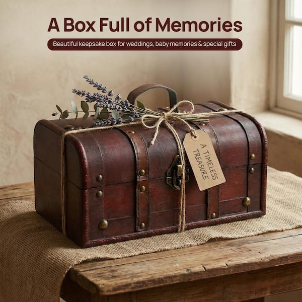 Vintiquewise Brown Small Decorative Vintage Storage Box Wooden